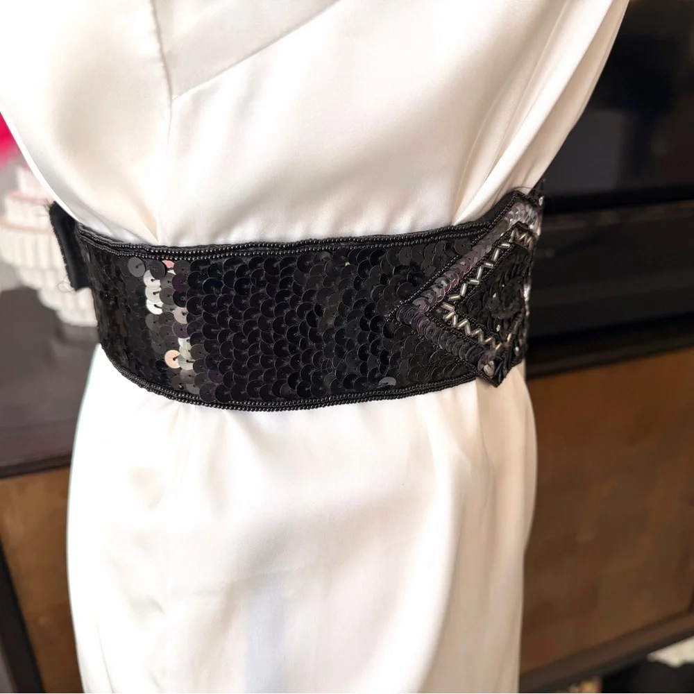 Magid Black and Silver Sequin Belt